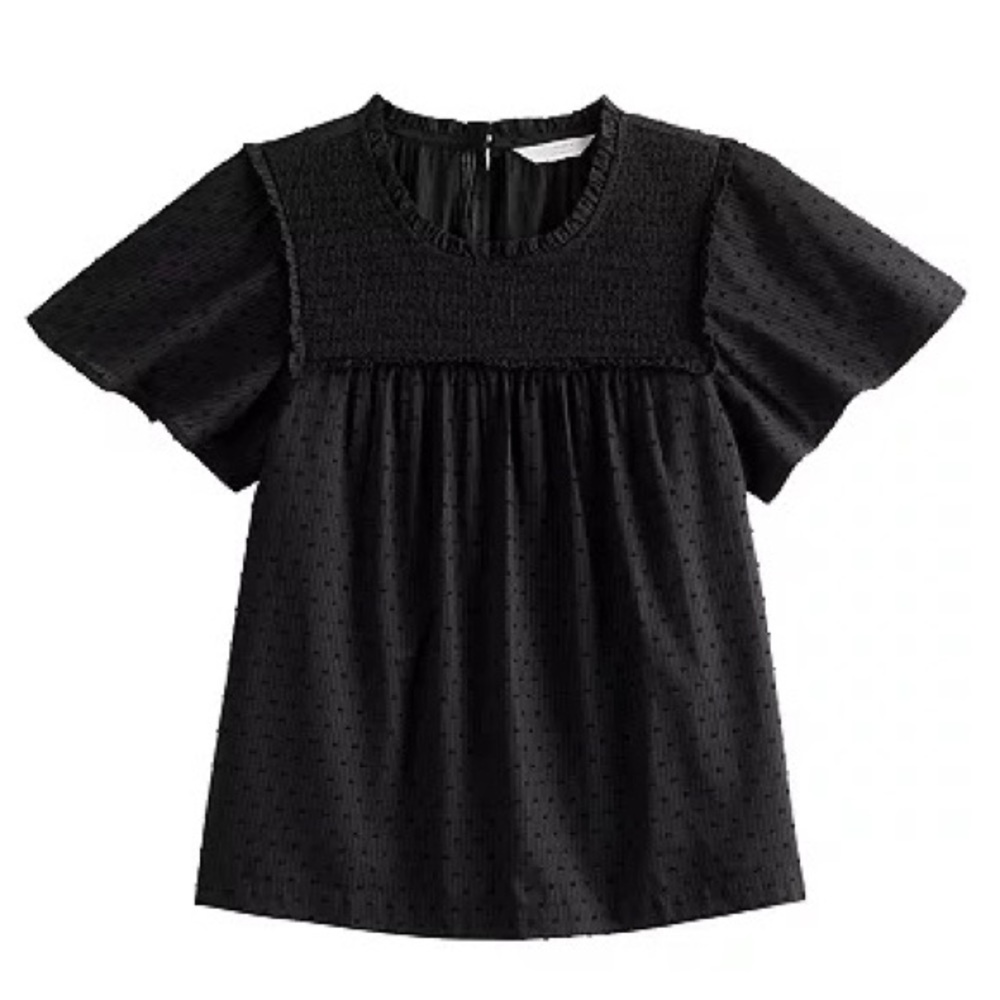 LC Lauren Conrad Smock Yoke Flutter Sleeve Blouse